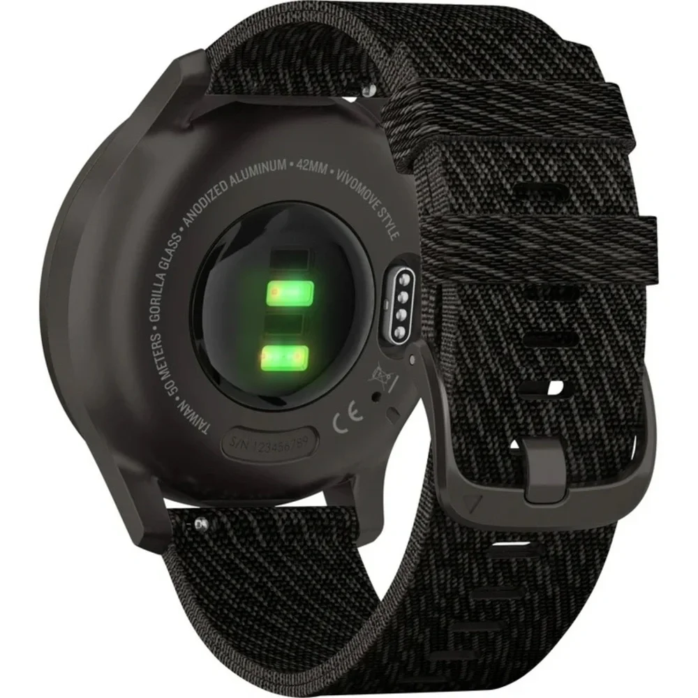 Garmin Unisex Vivomove 3 Style Black Nylon Strap Smart Watch 24.1mm